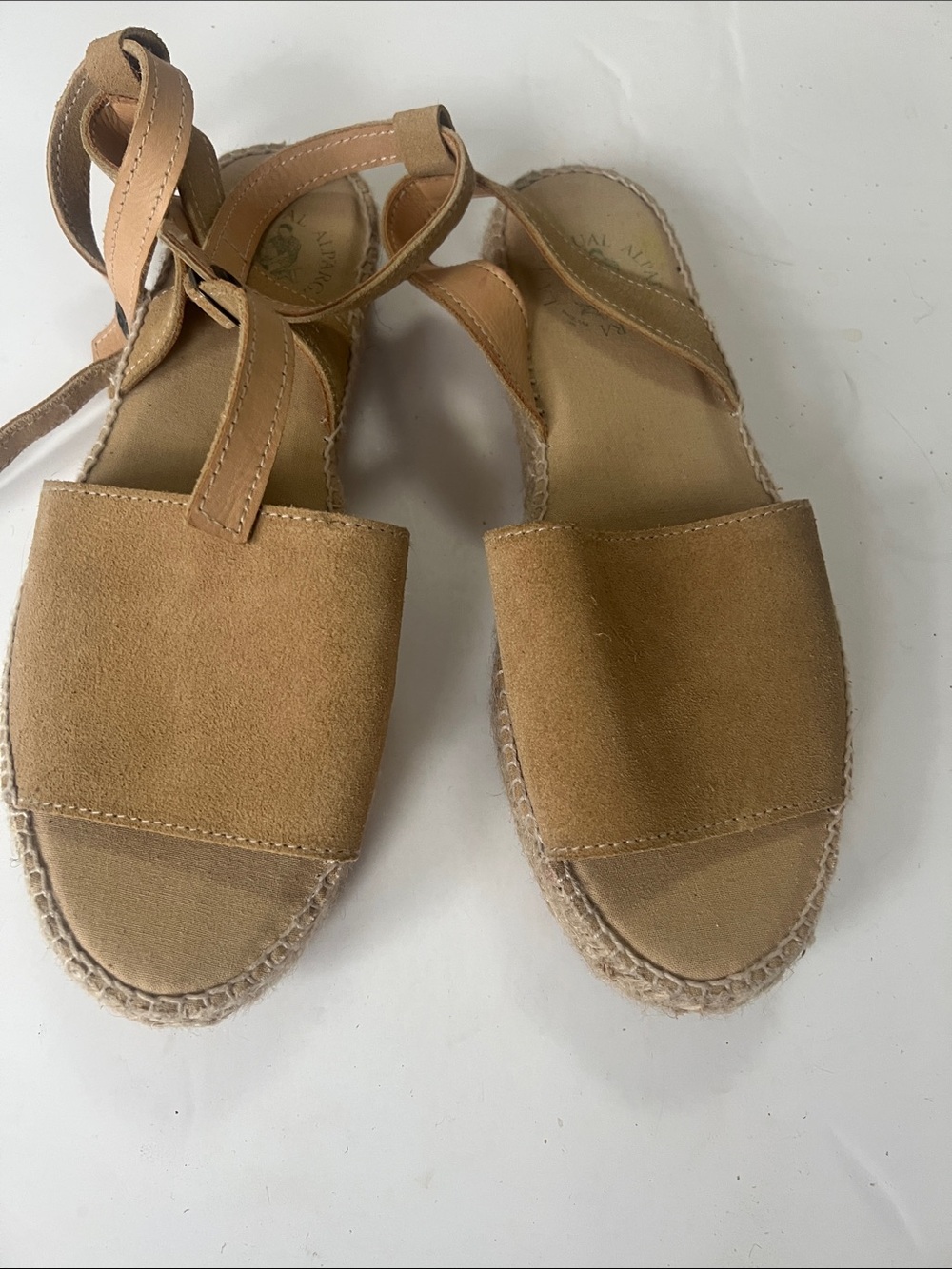 LA MANUAL ALPARGATERA SUEDE ESPADRILLE SNKLE STRAP SANDALS SIZE 41